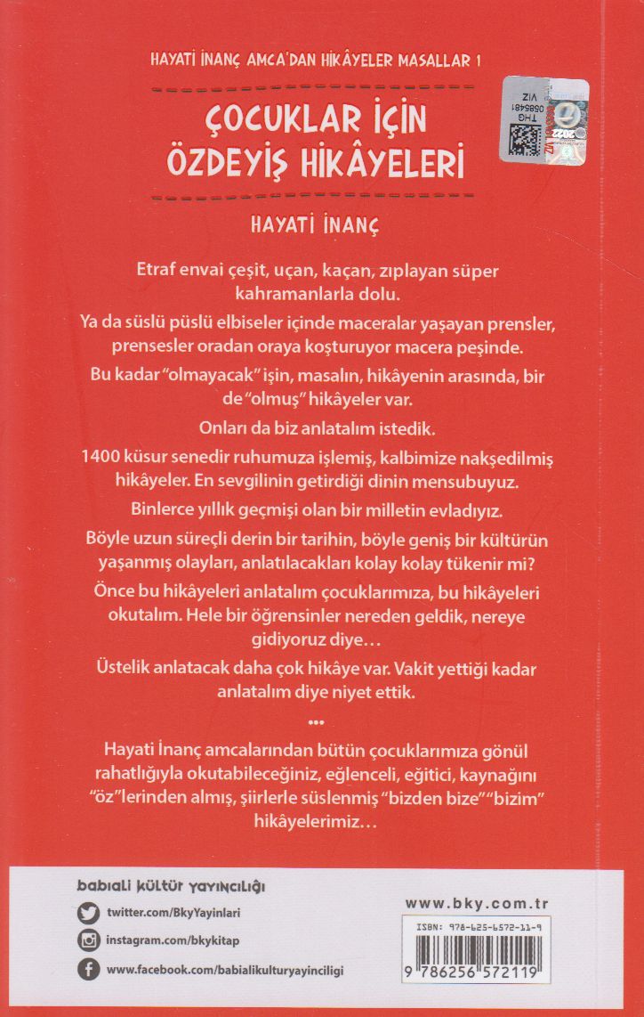 Çocuklar İçin Özdeyiş Hikayeleri;Hayati İnanç Amcadan Hikayeler Masallar-1