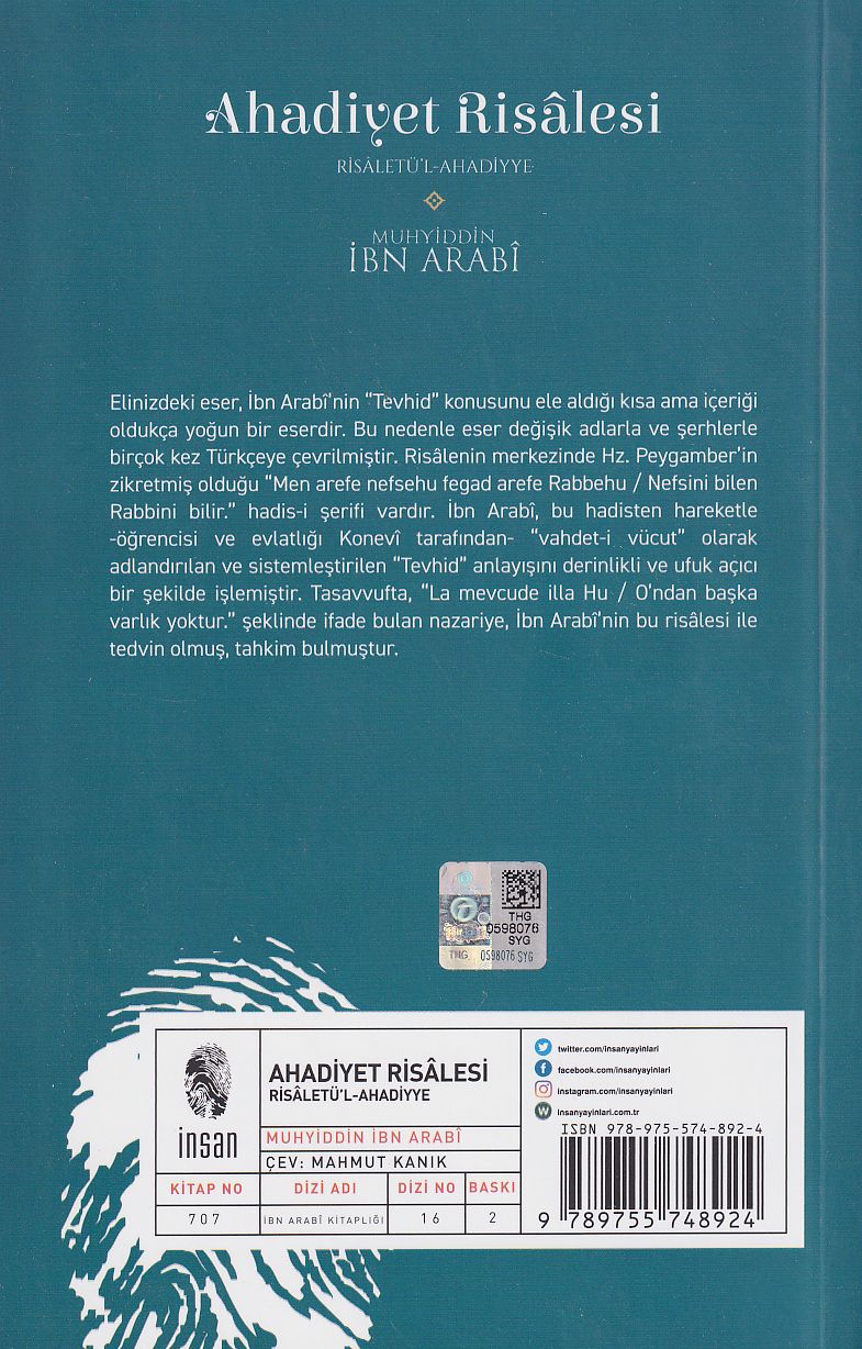 Ahadiyet Risalesi Muhyiddinİbn Arabi