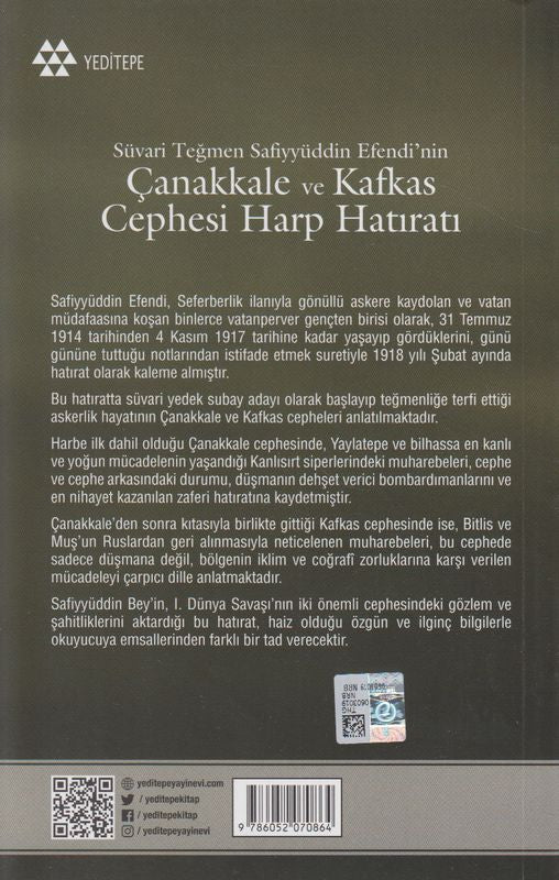 Canakkale Ve Kafkas Cephesi Harp Hatirati Süvari Tegmen Safiyyüddin Efendinin