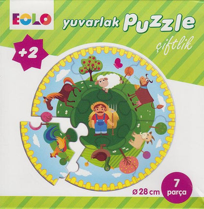 Yuvarlak Puzzle Ciftlik 7 Parca + 2