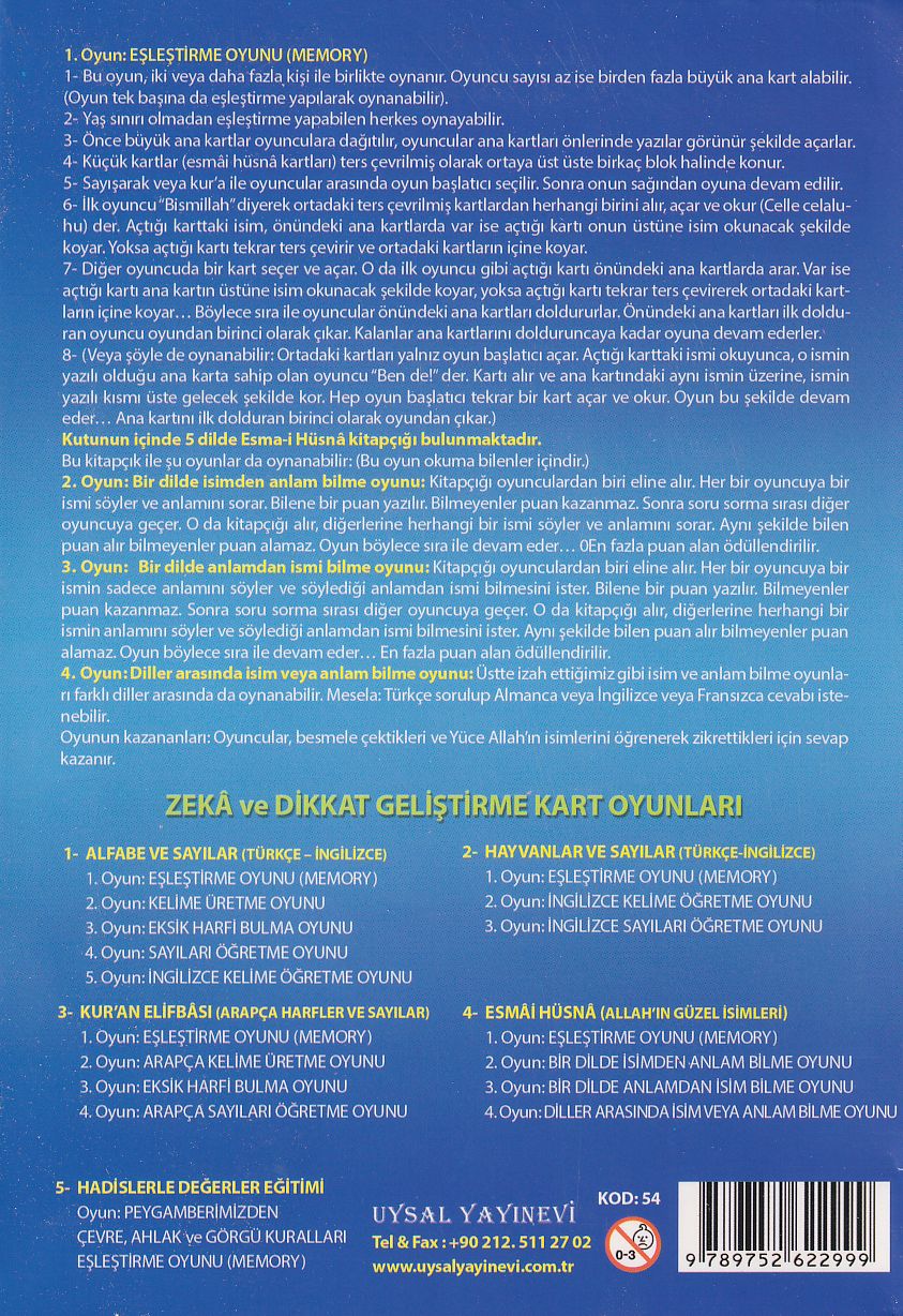 Zeka ve Dikkat Gelistirme Kart Oyunlari 4 Esmai Hüsna