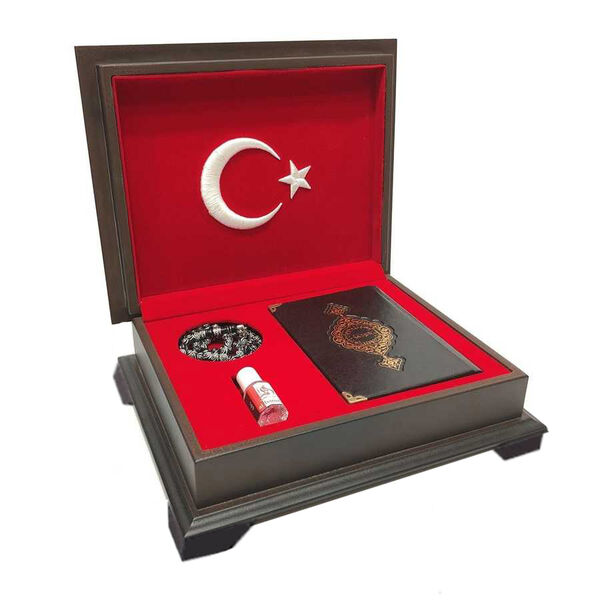Ahsap  Kutulu Kur'an-ı kerim 12X16 Esans Tesbihli Set