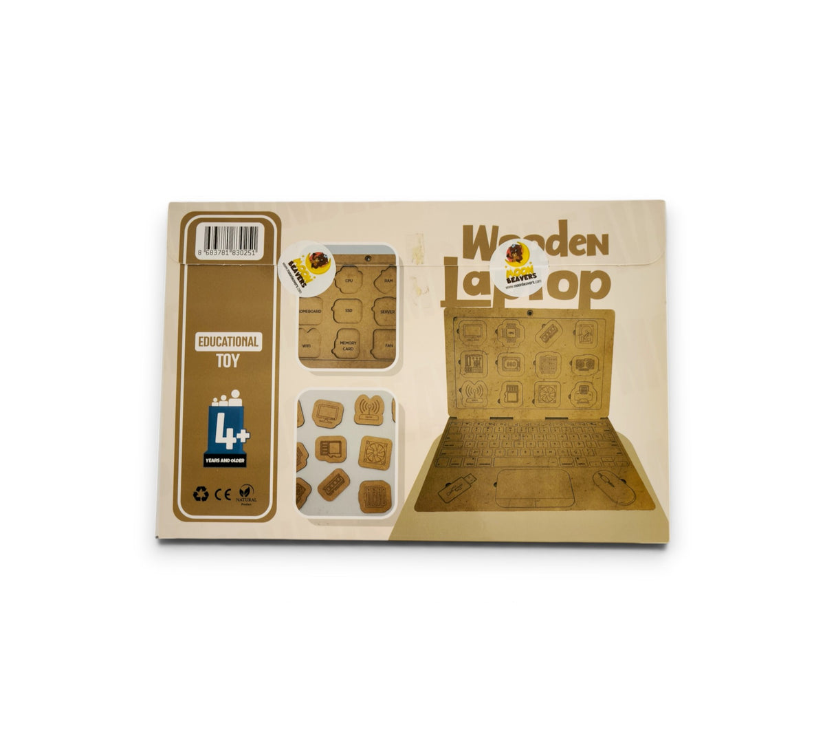 Holz-Lernspiel - Holz Laptop