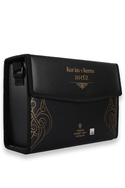 Kuranı Kerim Rahle Boy 30 Cüz Siyah Çanta Kare Kodlu