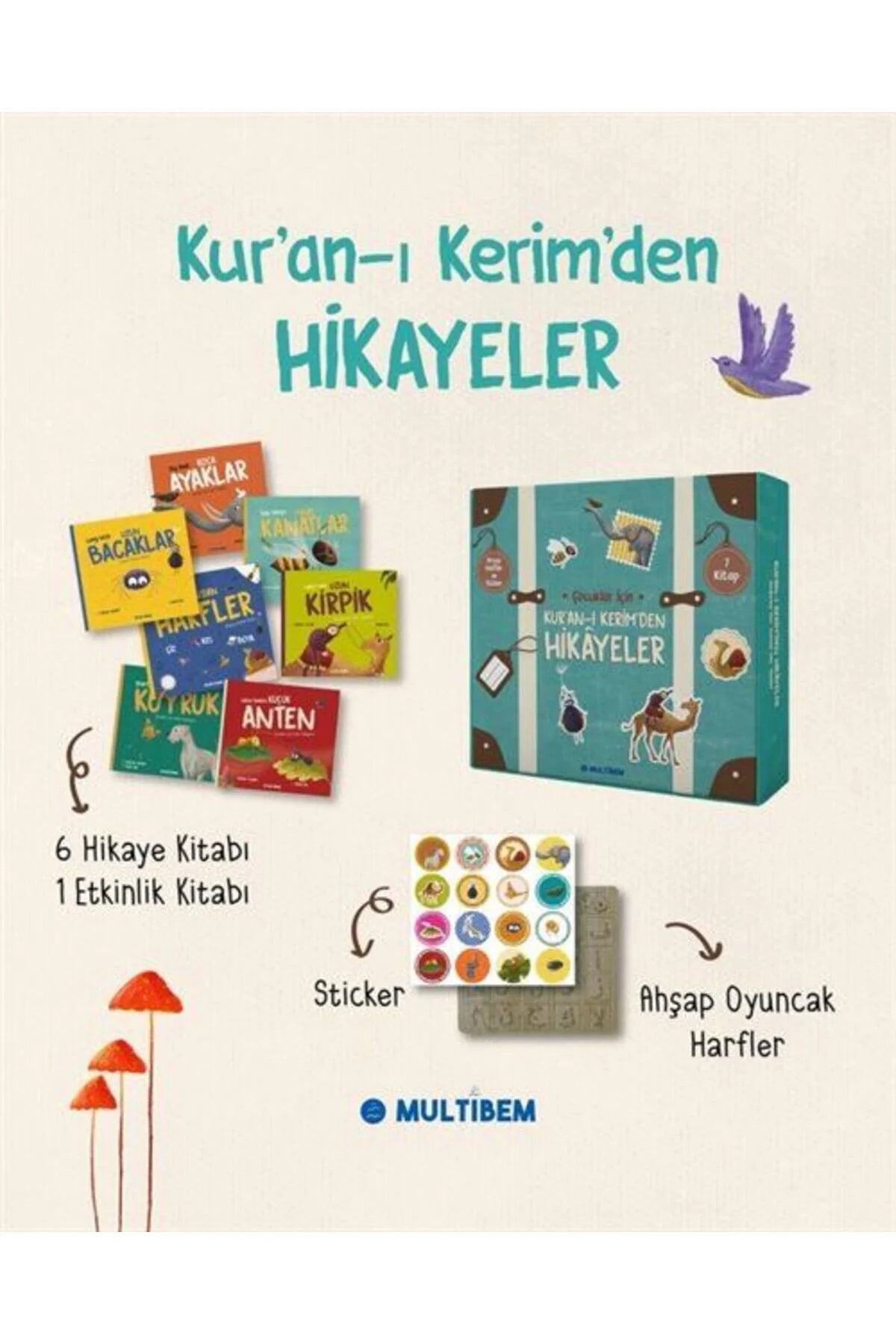 Kuran-ı Kerim`den Hikayeler Seti - 7 Kitap Ahşap Oyuncak